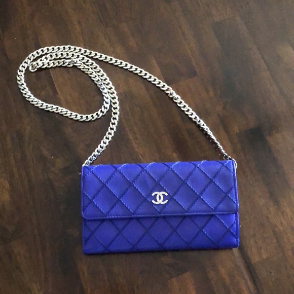 Chanel cobalt purple blue wallet (converted to WOC) - Picture 1 of 15